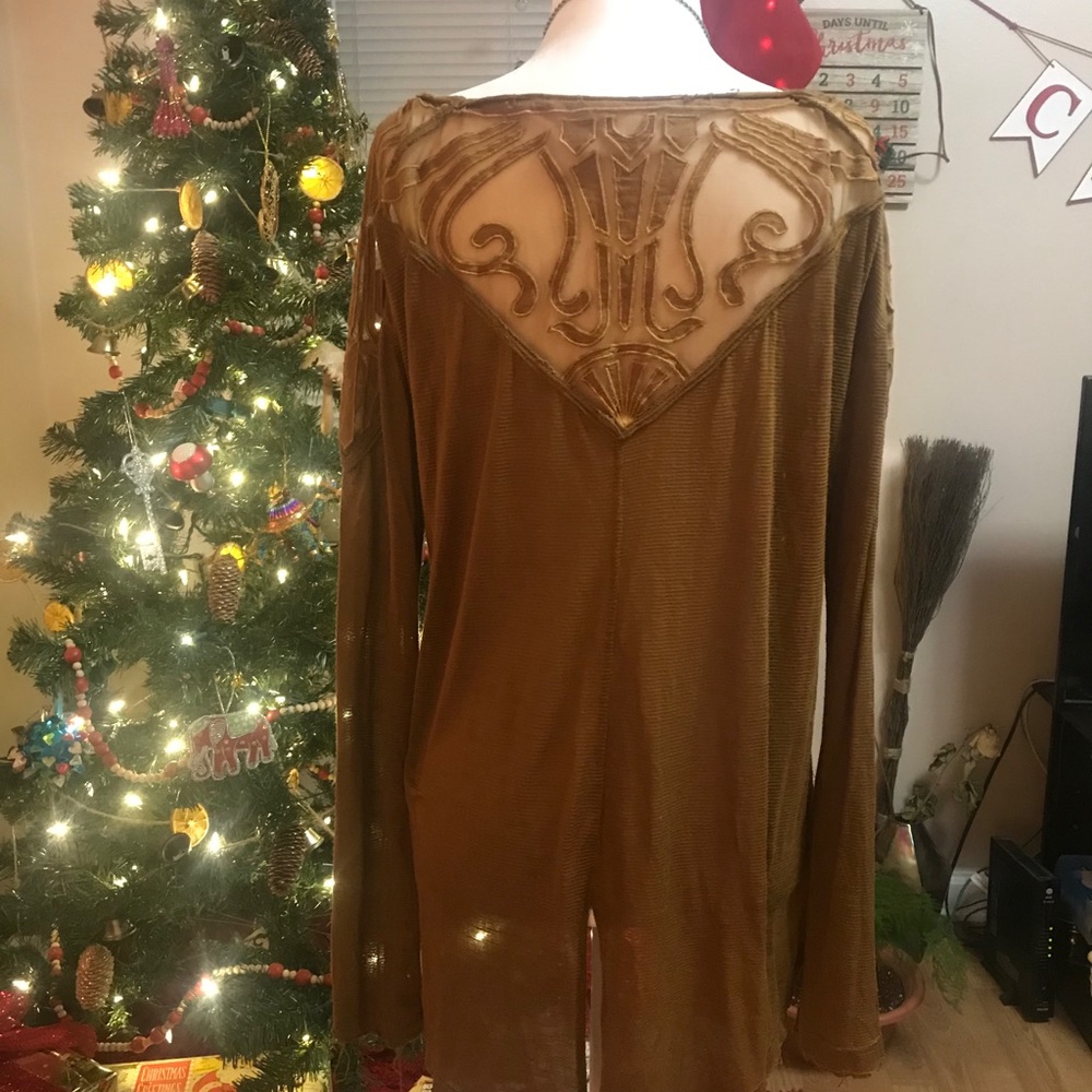 Free people Camel color long sleeve shirt